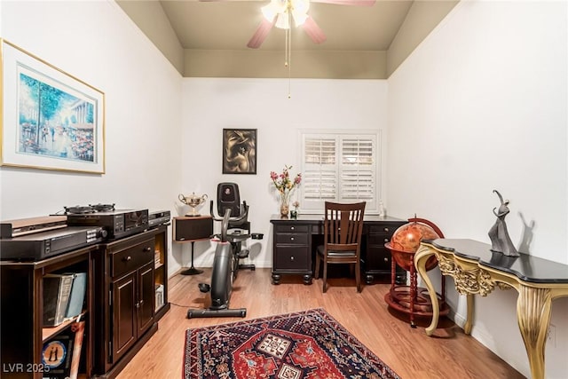 3938 Redfield Ave, North Las Vegas, NV 89032 - office featuring ceiling fan and light wood-style floors