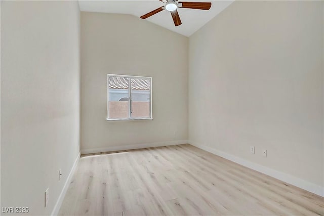 6125 Resort Ridge St, Las Vegas, NV 89130 - unfurnished room featuring a ceiling fan, wood finished floors, and lofted ceiling