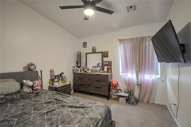 6388 Extreme Shear Ave Unit 103, Henderson, NV 89011 - bedroom with light carpet, vaulted ceiling, and ceiling fan
