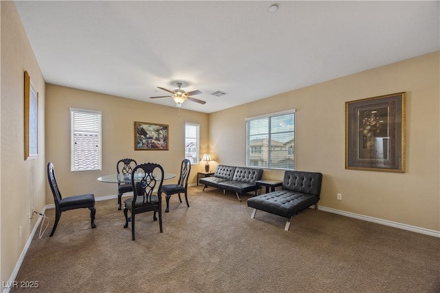 1084 Via Della Costrella, Henderson, NV 89011 - living area featuring carpet and ceiling fan