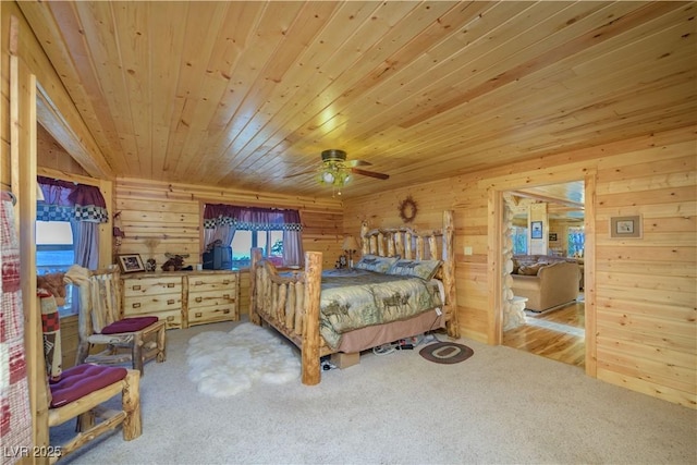 1458 W 6400 S, Cedar City, UT 84720 - carpeted bedroom featuring wood ceiling, wood walls, and ceiling fan