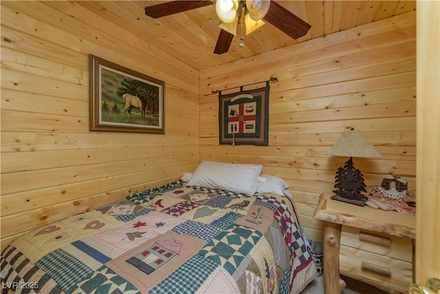 1458 W 6400 S, Cedar City, UT 84720 - bedroom with wood ceiling, wooden walls, and ceiling fan