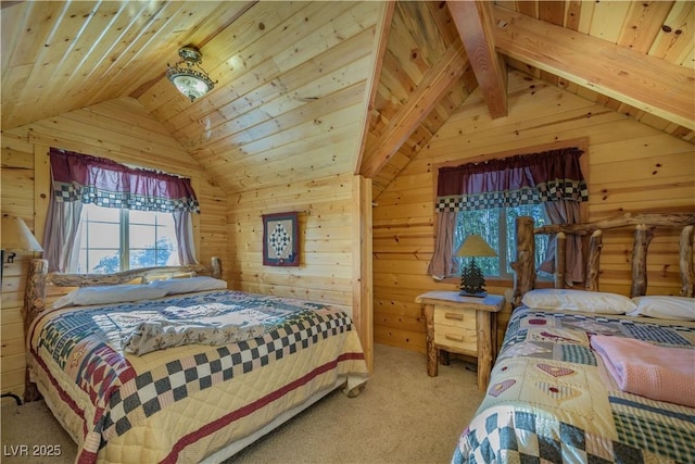 1458 W 6400 S, Cedar City, UT 84720 - bedroom featuring wooden walls, lofted ceiling, and carpet flooring