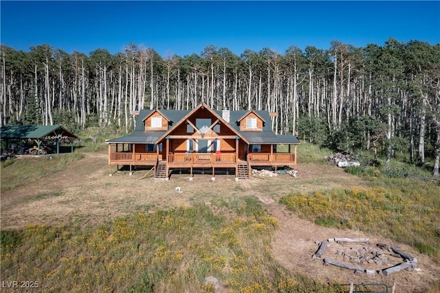 1458 W 6400 S, Cedar City, UT 84720 - rear view of property featuring a forest view and a deck