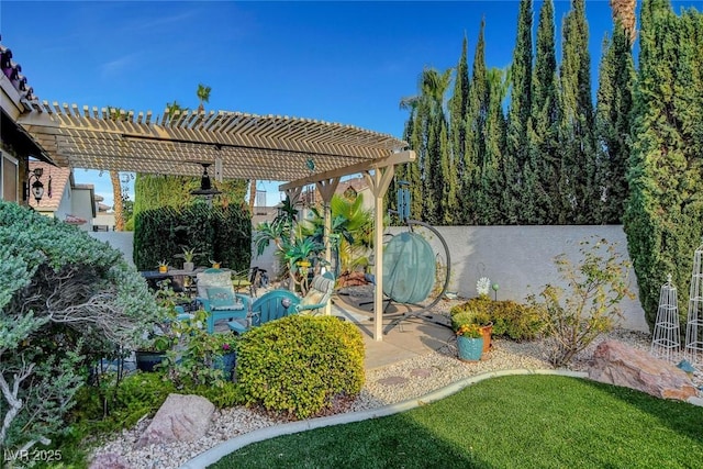 9553 Gainey Ranch Ave, Las Vegas, NV 89147 - fenced backyard with a pergola and a patio