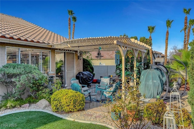 9553 Gainey Ranch Ave, Las Vegas, NV 89147 - view of patio / terrace with a pergola and area for grilling