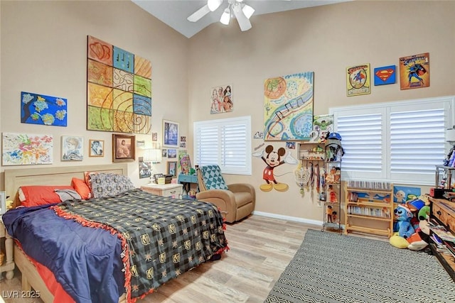 9553 Gainey Ranch Ave, Las Vegas, NV 89147 - bedroom with wood finished floors and a ceiling fan