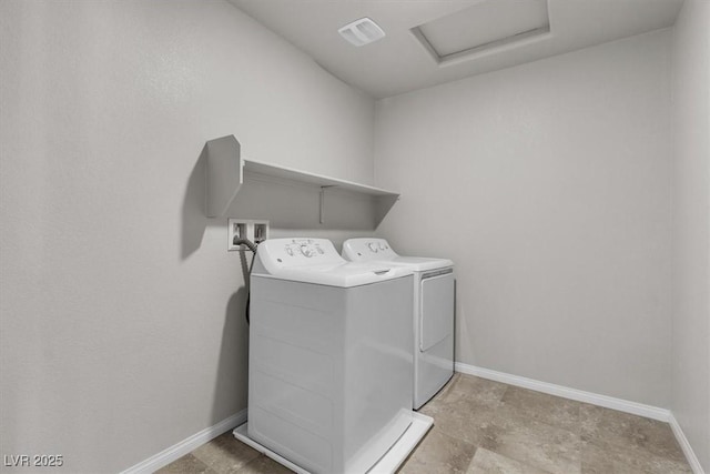 487 Via Renata, Henderson, NV 89044 - laundry area featuring separate washer and dryer and attic access