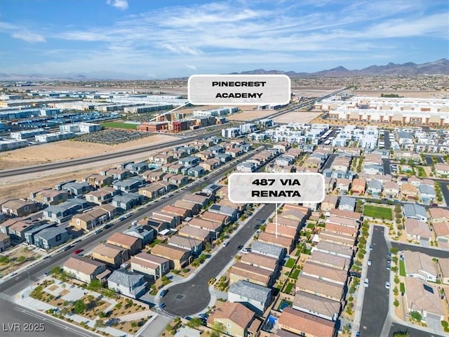 487 Via Renata, Henderson, NV 89044 - aerial overview of property's location with mountains and nearby suburban area