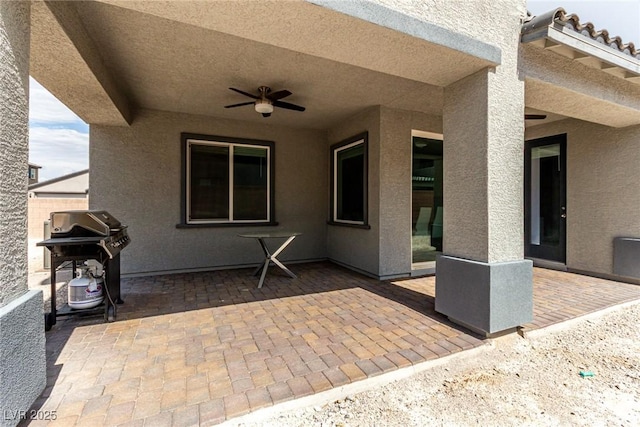 7615 Quail Dust St, North Las Vegas, NV 89084 - view of patio / terrace featuring area for grilling and ceiling fan
