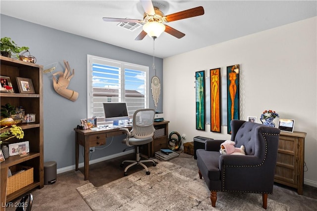 1981 Komodo Dragon Ct, North Las Vegas, NV 89032 - carpeted home office featuring a ceiling fan and baseboards