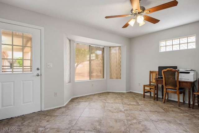 9325 Yucca Blossom Dr, Las Vegas, NV 89134 - dining space with a ceiling fan and baseboards