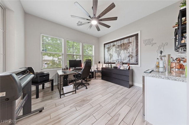 367 Pollino Peaks St, Las Vegas, NV 89138 - office space featuring ceiling fan and light wood-style flooring