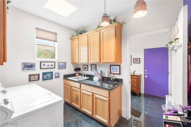 4126 Cascada Piazza Ln, Las Vegas, NV 89135 - laundry room with independent washer and dryer, granite tiled floors, and cabinet space