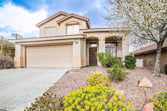 10204 Waseca Ave, Las Vegas, NV 89144 - view of front of home with stucco siding, driveway, and a garage