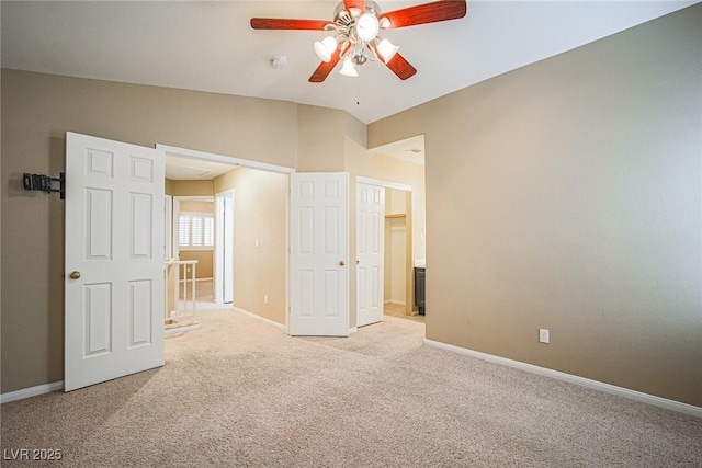 10204 Waseca Ave, Las Vegas, NV 89144 - unfurnished bedroom with carpet flooring, lofted ceiling, and a ceiling fan