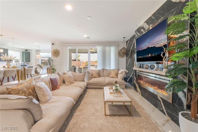 6209 Gambetta St, Las Vegas, NV 89115 - living room with a large fireplace