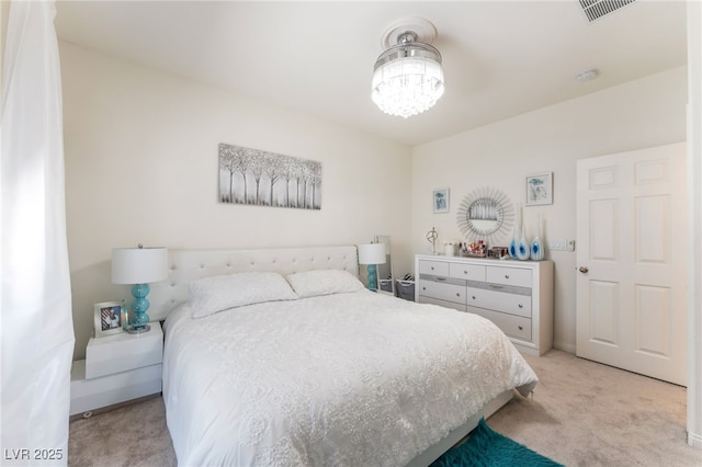 6209 Gambetta St, Las Vegas, NV 89115 - bedroom featuring light carpet and a chandelier