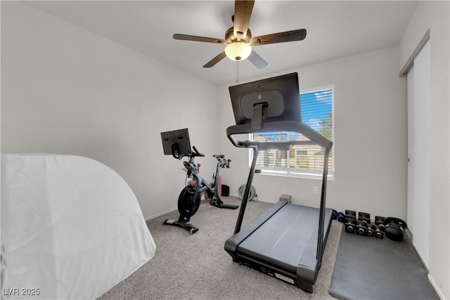 9089 Harvest Season Ct, Henderson, NV 89074 - exercise area with a ceiling fan and carpet