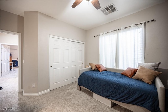 6937 Puetollano Dr, North Las Vegas, NV 89084 - bedroom with carpet floors, a closet, and ceiling fan