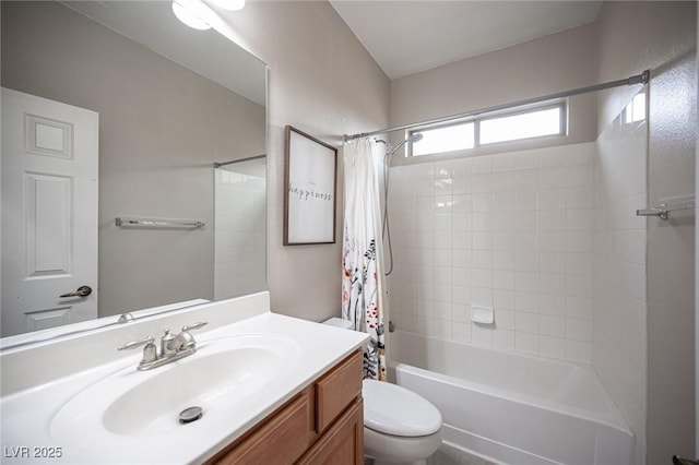 6937 Puetollano Dr, North Las Vegas, NV 89084 - bathroom with vanity and shower / bathtub combination with curtain