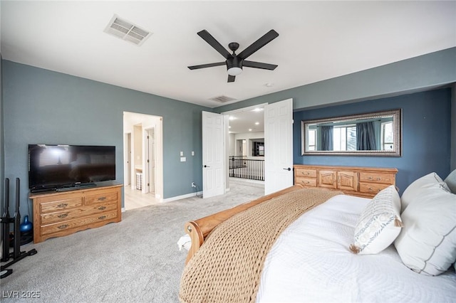 6937 Puetollano Dr, North Las Vegas, NV 89084 - bedroom with light carpet and a ceiling fan
