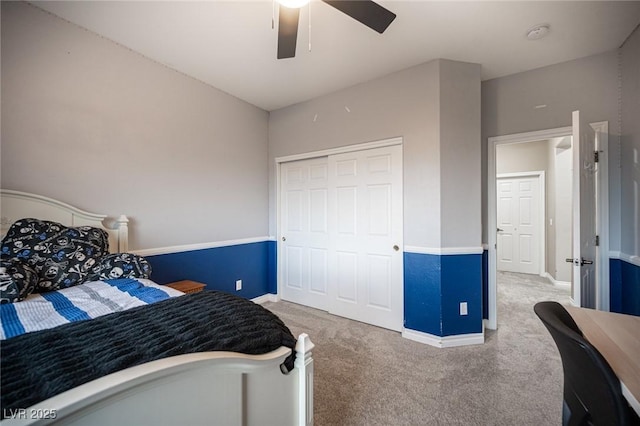 6937 Puetollano Dr, North Las Vegas, NV 89084 - carpeted bedroom featuring a closet and ceiling fan