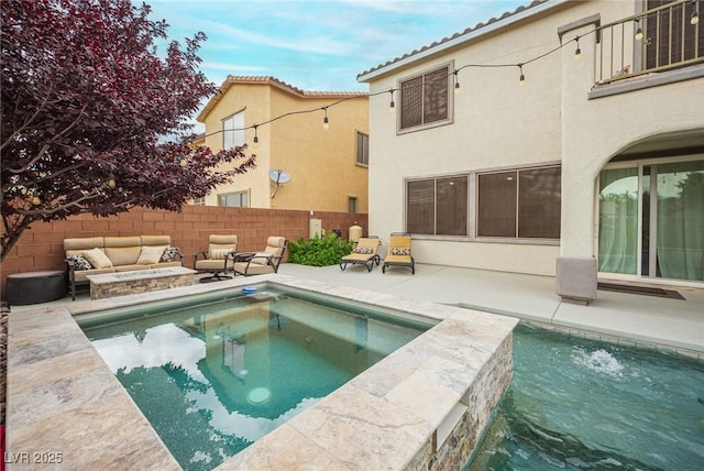 6937 Puetollano Dr, North Las Vegas, NV 89084 - view of pool with an in-ground hot tub, a patio, and an outdoor hangout area