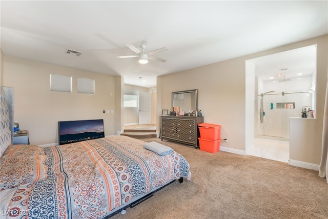2912 Hot Cider Ave, North Las Vegas, NV 89031 - bedroom with carpet floors, ceiling fan, and ensuite bathroom
