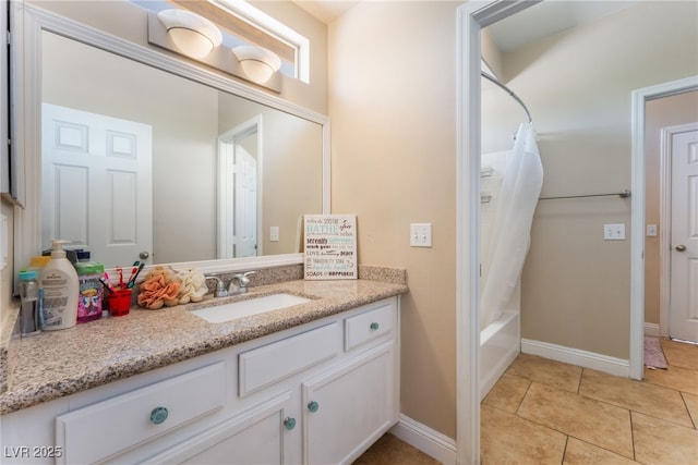 2912 Hot Cider Ave, North Las Vegas, NV 89031 - full bathroom with vanity, tile patterned floors, and shower / bath combo