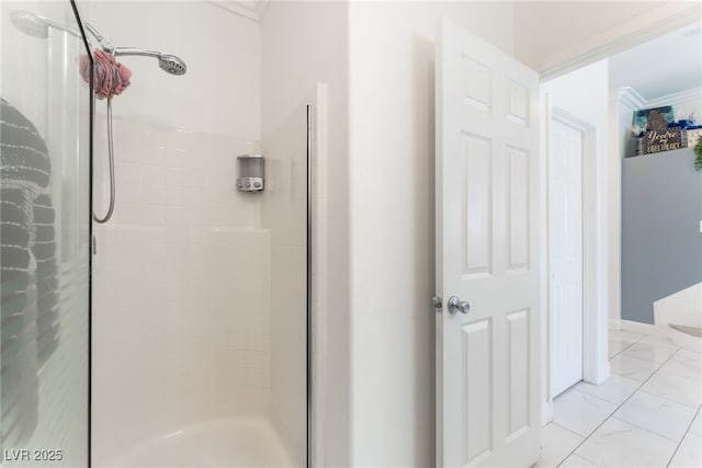 2912 Hot Cider Ave, North Las Vegas, NV 89031 - bathroom with a shower stall and marble finish flooring