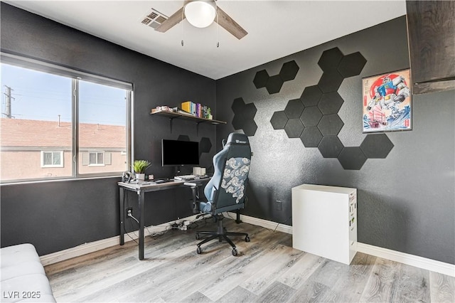 1073 Pleasure Ln Unit 2, Henderson, NV 89002 - home office with wood finished floors and a ceiling fan