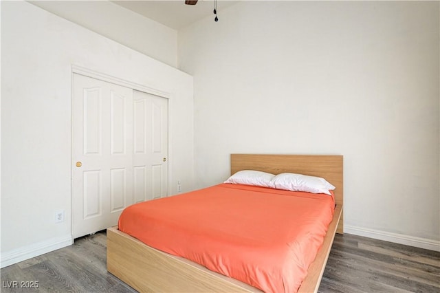1073 Pleasure Ln Unit 2, Henderson, NV 89002 - bedroom with wood finished floors, a closet, and ceiling fan