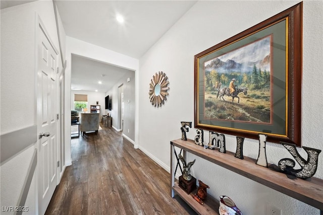 3603 E Umatilla Ave, Pahrump, NV 89061 - corridor with dark wood finished floors and recessed lighting