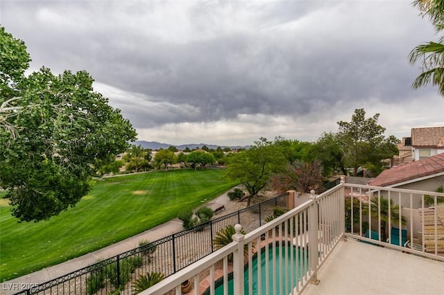 7836 Silver Plateau Ave, Las Vegas, NV 89128 - balcony with view of pool area and a mountain view