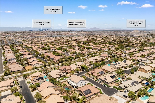 10707 Sleepy Mist Ct, Las Vegas, NV 89141 - aerial perspective of suburban area featuring mountains