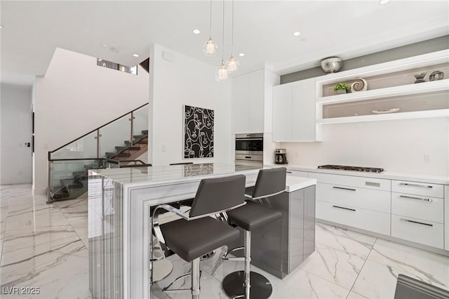 426 Tranquil Peak Ct, Henderson, NV 89012 - home office featuring light marble finish flooring and recessed lighting