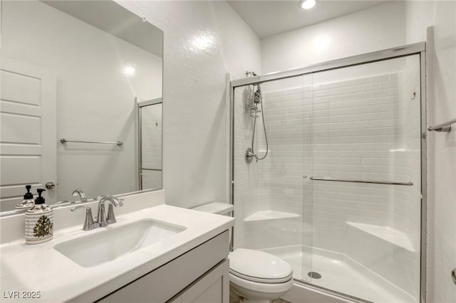 2807 Lindsey Springs St, Las Vegas, NV 89142 - bathroom with a shower stall, vanity, and recessed lighting