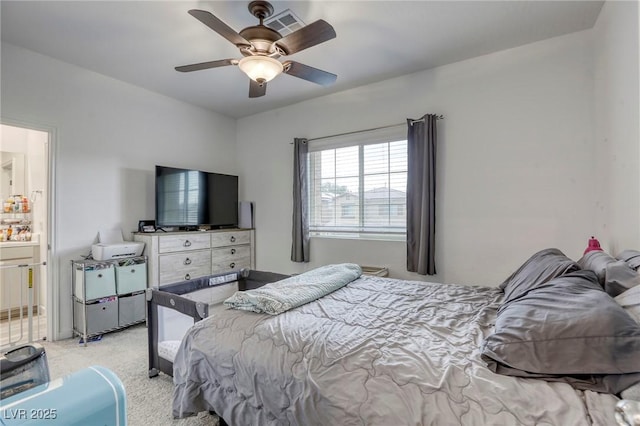2807 Lindsey Springs St, Las Vegas, NV 89142 - bedroom featuring carpet floors, ceiling fan, and ensuite bath