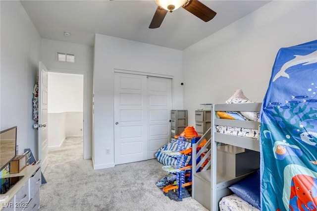 2807 Lindsey Springs St, Las Vegas, NV 89142 - bedroom with carpet flooring, a closet, and ceiling fan