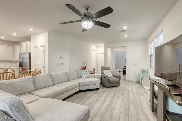 2807 Lindsey Springs St, Las Vegas, NV 89142 - living area with recessed lighting, light wood finished floors, and ceiling fan
