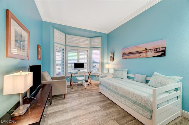10800 Albright Pl, Las Vegas, NV 89134 - bedroom with ornamental molding, an office area, and wood finished floors