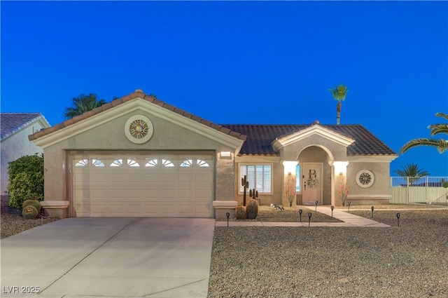 10800 Albright Pl, Las Vegas, NV 89134 - view of front of house with stucco siding, a garage, concrete driveway, and a tiled roof