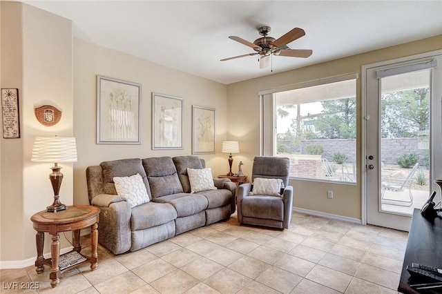 4508 Regalo Bello St, Las Vegas, NV 89135 - living area with plenty of natural light, light tile patterned flooring, and a ceiling fan