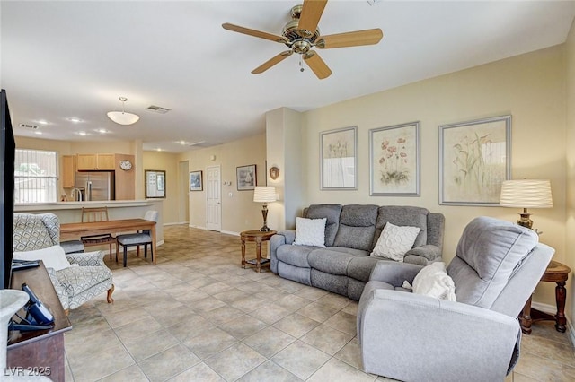 4508 Regalo Bello St, Las Vegas, NV 89135 - living area featuring ceiling fan, light tile patterned flooring, and recessed lighting