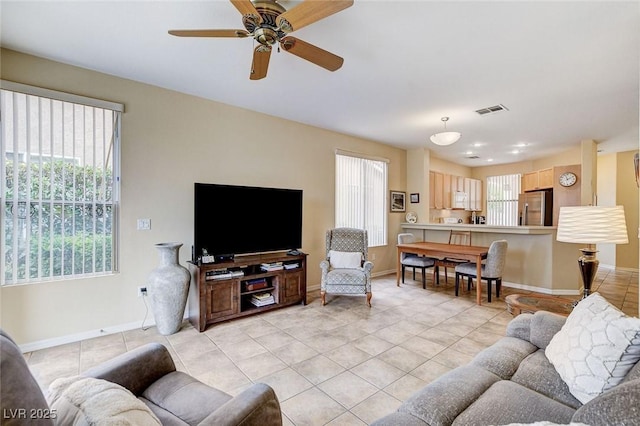 4508 Regalo Bello St, Las Vegas, NV 89135 - living room with light tile patterned floors and ceiling fan