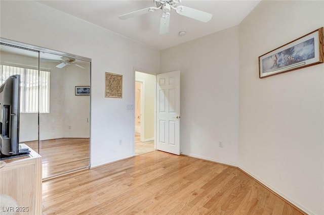 4508 Regalo Bello St, Las Vegas, NV 89135 - unfurnished bedroom featuring light wood-style floors, ceiling fan, and a closet