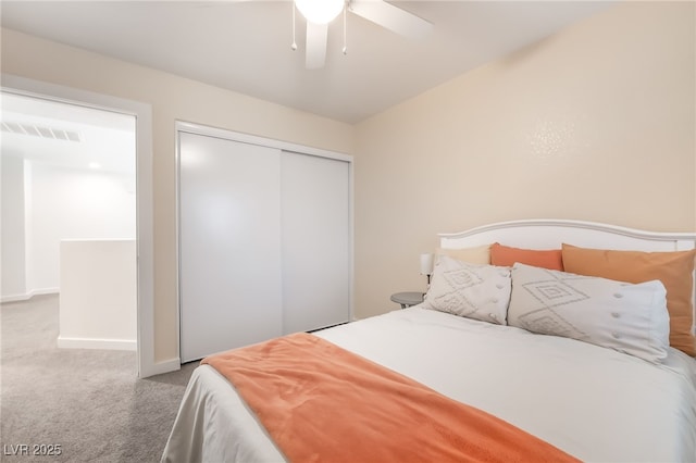 77 Huntfield Dr, Henderson, NV 89074 - bedroom featuring carpet, a closet, and ceiling fan