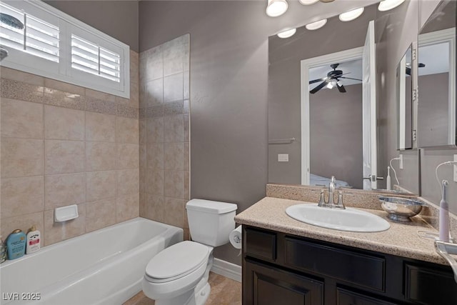 3668 Hillary Elan Ct, Las Vegas, NV 89139 - bathroom with ceiling fan, vanity, and shower / washtub combination