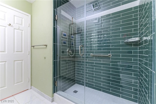 5620 Silver Belle St, Las Vegas, NV 89149 - bathroom with marble finish floors and a stall shower